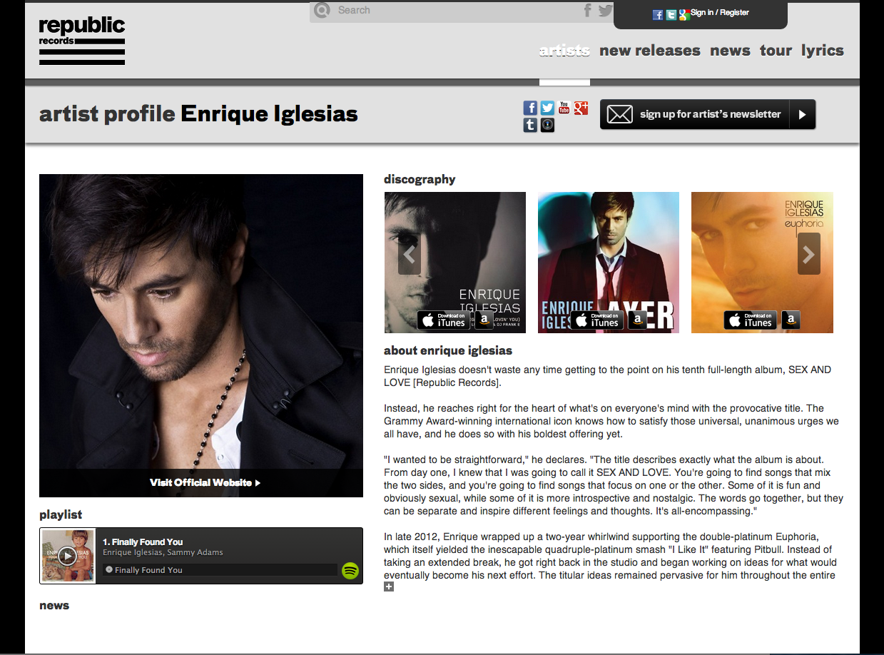 Enrique Iglesias Website