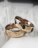 Ruby and Gold Wedding Ring Set